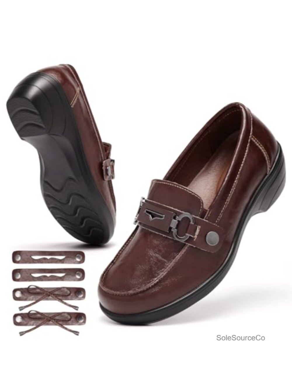 Women's 3-in-1 Loafers with Arch Support Leather Slip-On Shoes